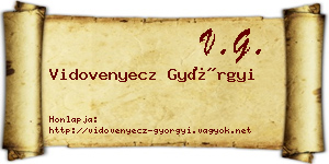 Vidovenyecz Györgyi névjegykártya